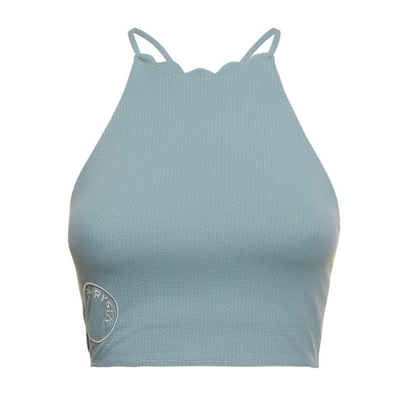MARYSIA Bikini Top Womens XXS Blue Steffi Halter Logo Scalloped Neckline NWT